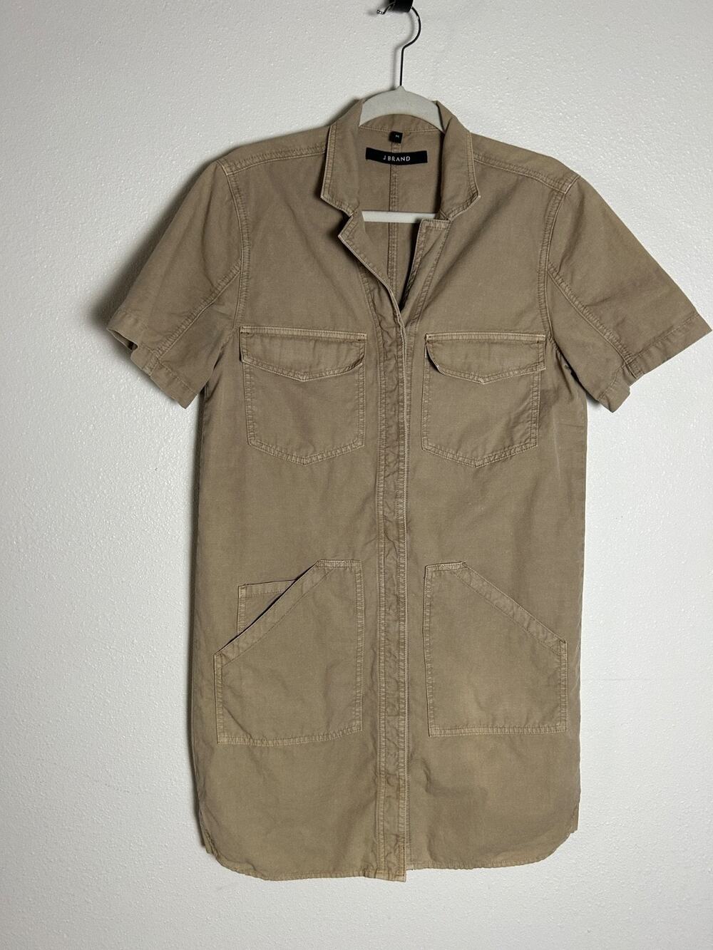 J Brand Revolve Kona Utility Khaki Button Down Tan Dress Size S